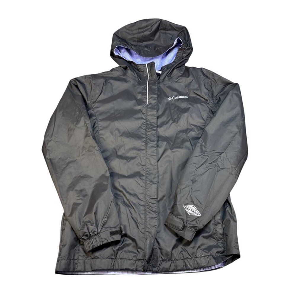 💣2/$20 Columbia Omnitech Jacket Teen‎ Girls L Hooded Nylon Rain Coat
